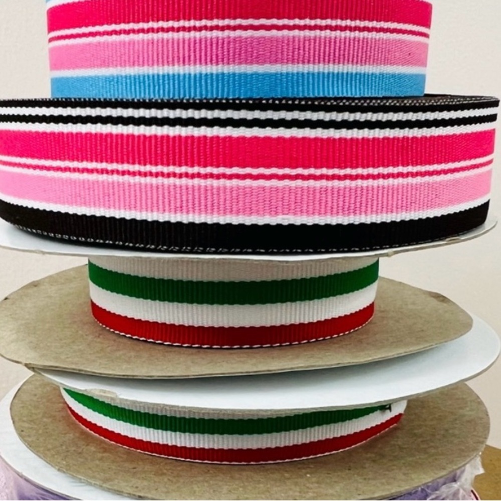 180 Yards Grosgrain Ribbon Bundle Arts Craft Gift Wrap Preppy Stripes - Picture 6 of 7